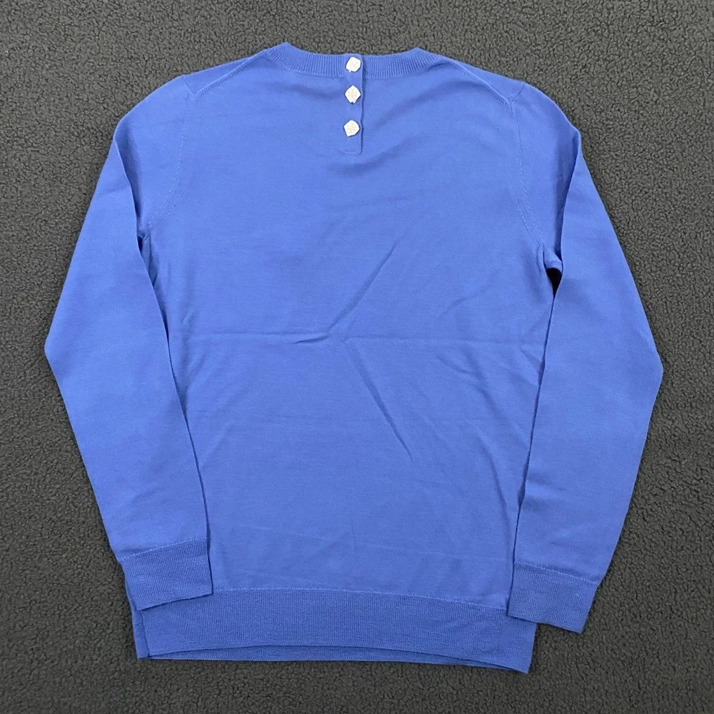 Tory Burch Emmy Sweater size Small Merino Wool Cool‎ Fresh Water Blue $255 NWT